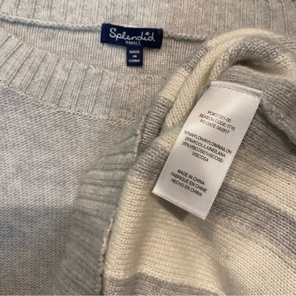 SPLENDID Veranda Stripe Quarter Sleeve Pullover Sweater Top - Picture 3 of 5